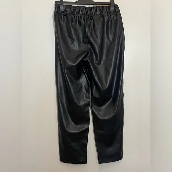 Lisadnyc the drop women black vegan faux leather baggy dress career work pants L - Picture 2 of 12